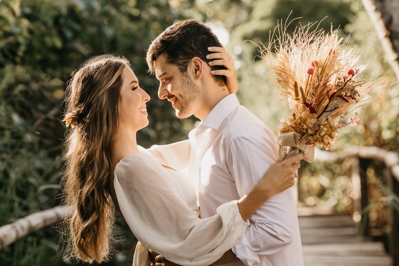 Young couple in love & holding each other